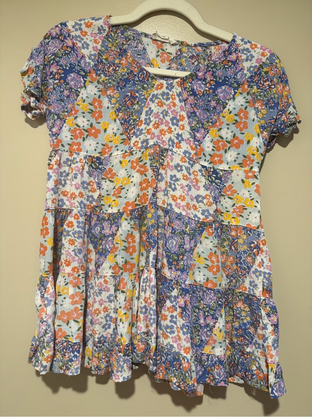 Angie girls floral linen dress